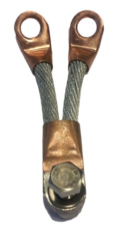 Y-Connector 2x25mm² Galv.Steel w. M8 screw set L=77mm