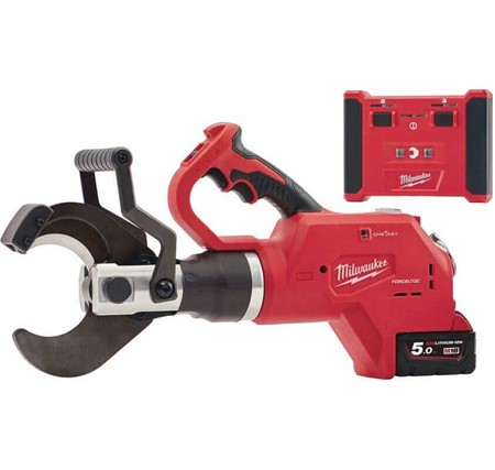 Milwaukee M18 HCC75R Fjärrstyrd hyd. kabelsax inkl. 2x5Ah Al/Cu Ø75mm