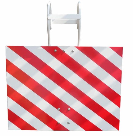 Signalplatta bakre på tåg. Vit/röd, 400x300mm